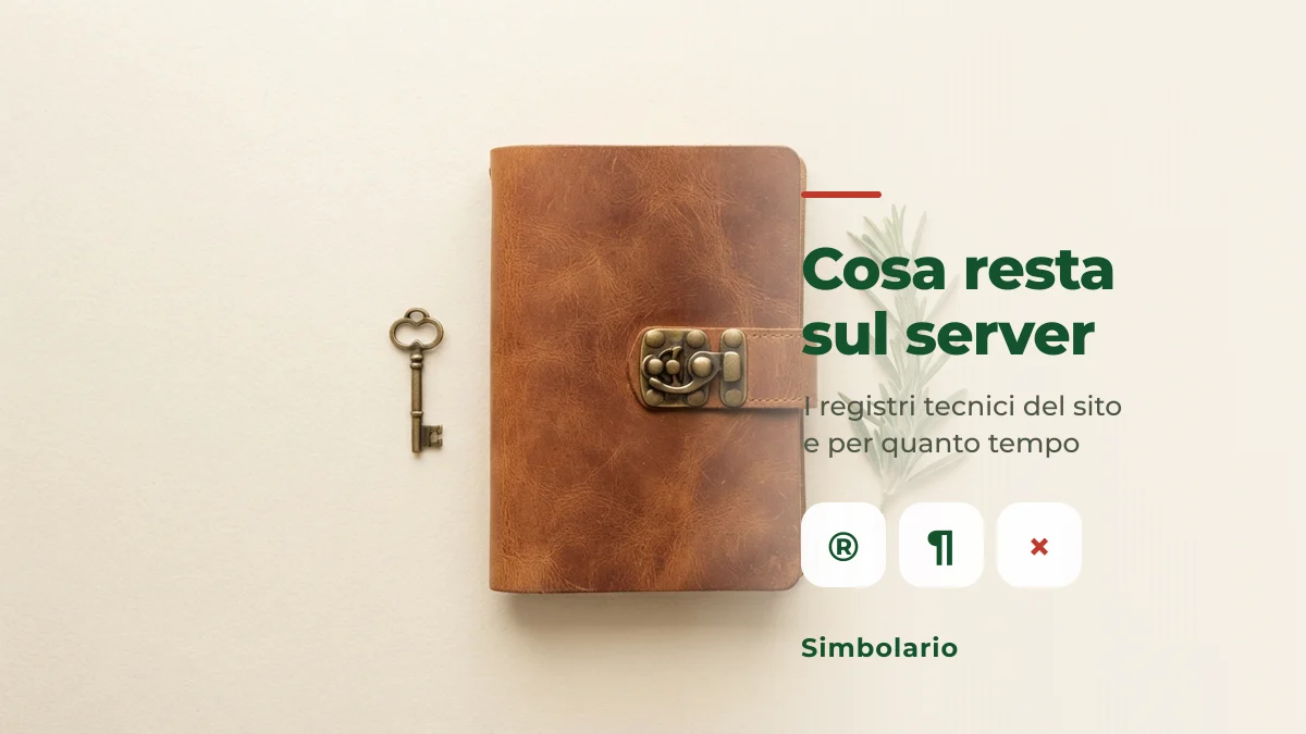 I registri tecnici del server e i tempi di conservazione Quaderno chiuso con chiave: i registri tecnici che il server di Simbolario conserva e per quanto tempo
