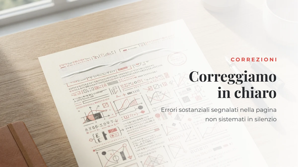 Pagina stampata con una correzione visibile e un timbro con la data, a rappresentare le correzioni trasparenti di Simbolario