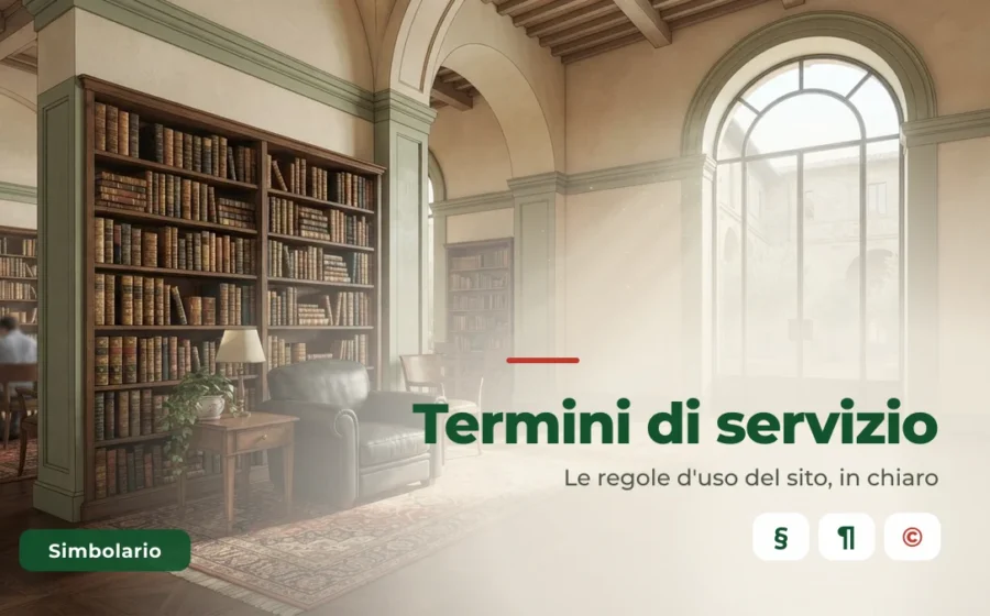 Biblioteca italiana luminosa: i termini di servizio di Simbolario, le regole d'uso del sito