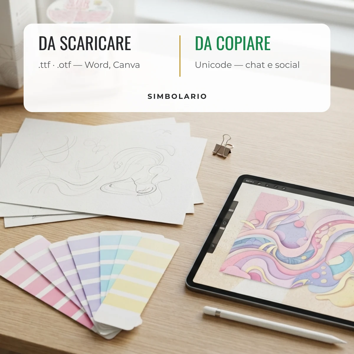 Font per scritte da scaricare o da copiare: file ttf e otf per la grafica, caratteri Unicode per chat e social