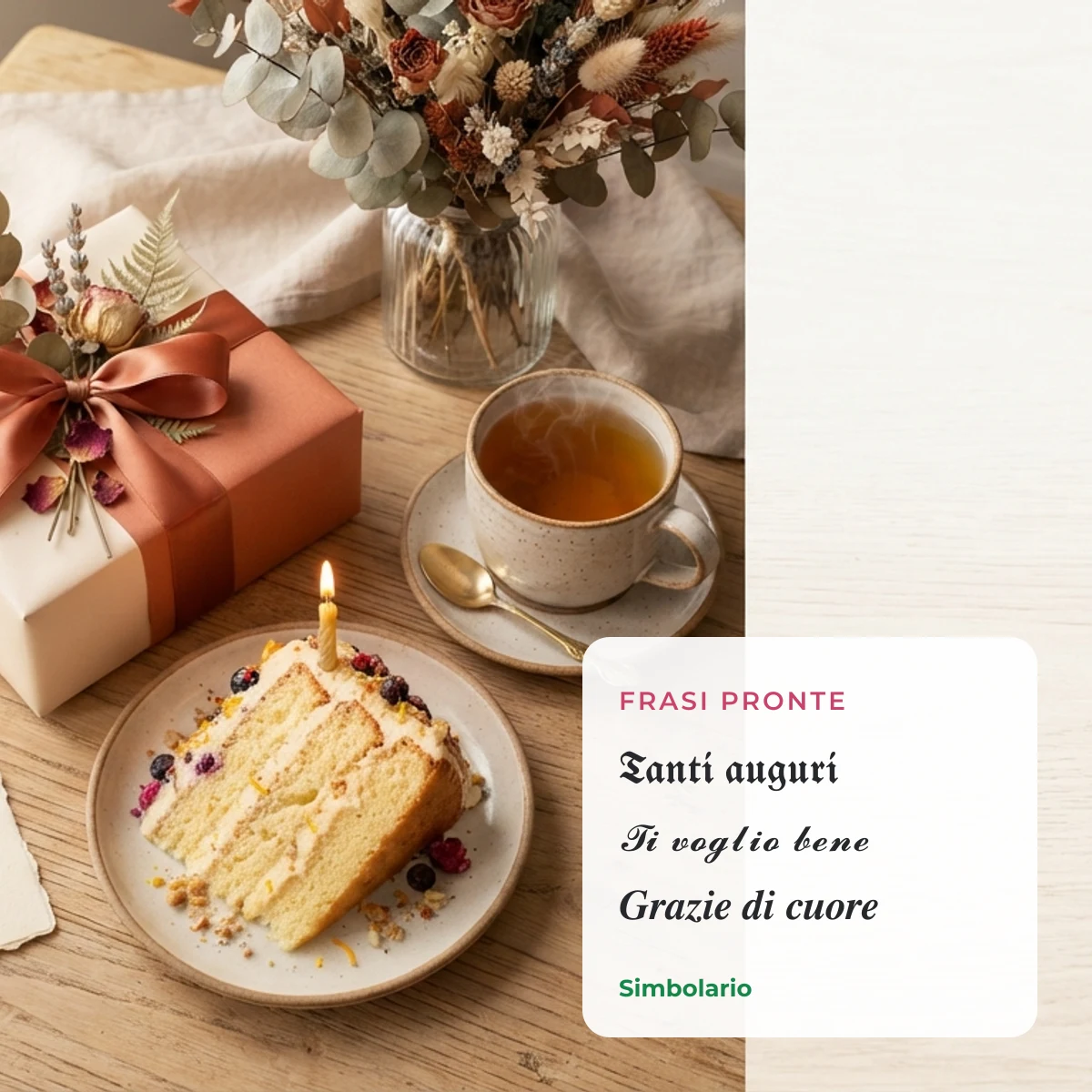 Font per scritte: frasi di auguri pronte in gotico, script e corsivo su un tavolo con torta di compleanno