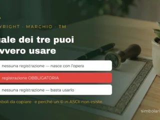Copyright non richiede registrazione, il marchio registrato si, il TM no