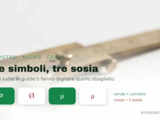 I simboli corretti di diametro micro e gradi accanto ai caratteri sosia