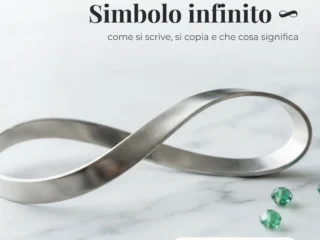 Simbolo infinito ∞ a forma di lemniscata in acciaio su marmo bianco, con le scorciatoie Alt + 236 e Opzione + 8